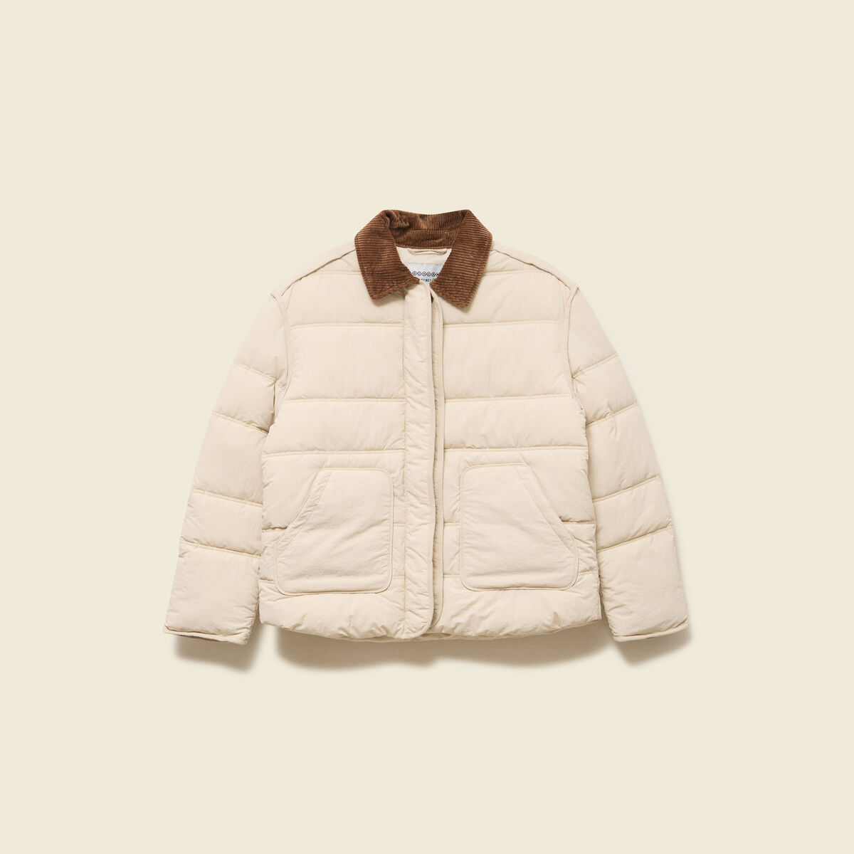 Doudoune droite courte creme femme