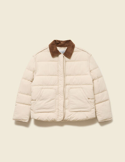 Doudoune droite courte creme femme