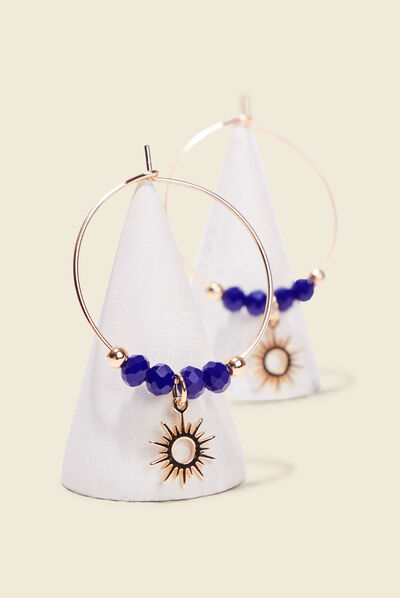 Boucles d'oreilles créoles bleu marine femme