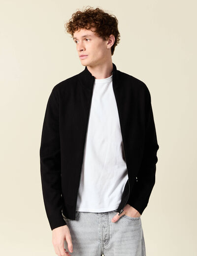 Gilet manches longues zipp&eacute; noir homme