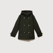 Caban oversize court &agrave; capuche vert olive femme