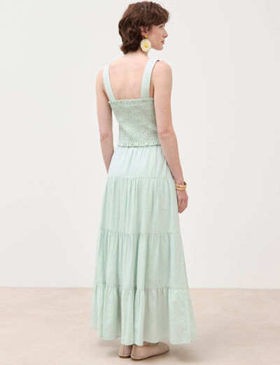 Top cintr&eacute; court &agrave; bretelles col carr&eacute; vert pastel femme