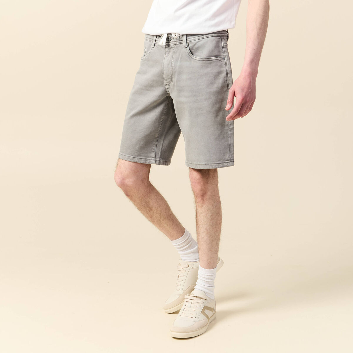 Bermuda en jeans denim gris homme