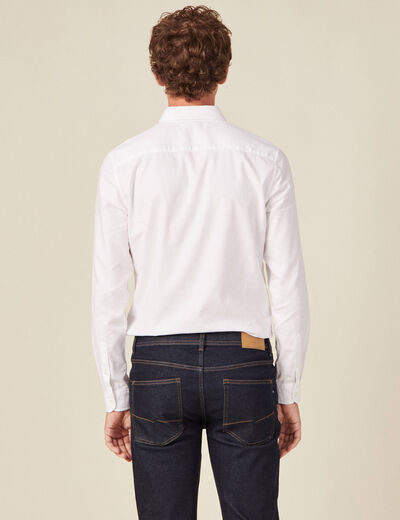 Col cintr&eacute; en coton manches longues blanc homme