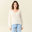 Pull manches longues ajouré creme femme