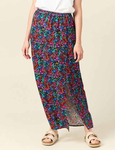Jupe longue droite noir femme