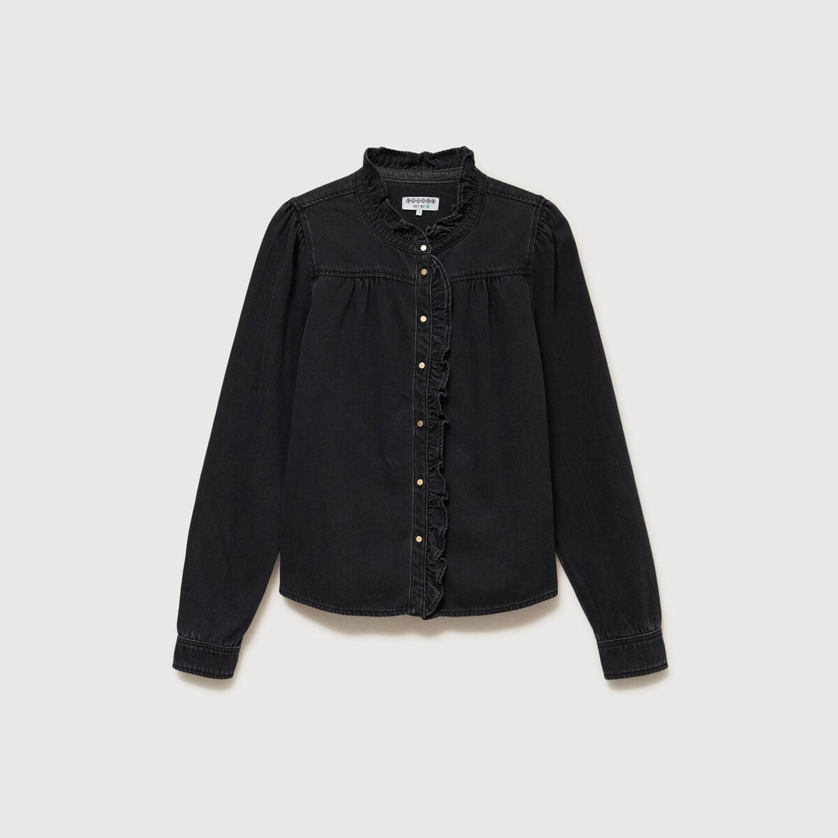 Chemise en jeans manches longues denim noir femme