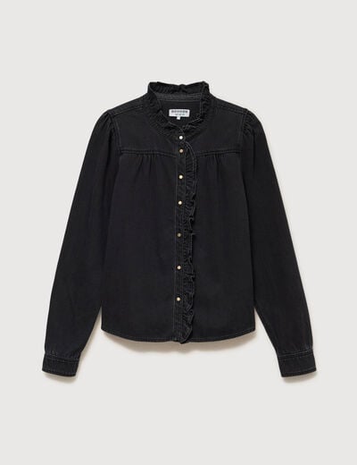 Chemise en jeans manches longues denim noir femme