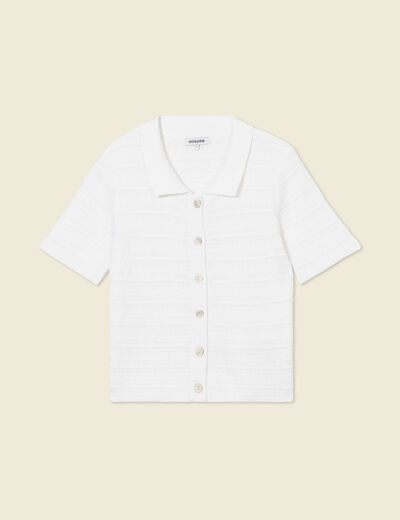 Gilet manches courtes ecru femme