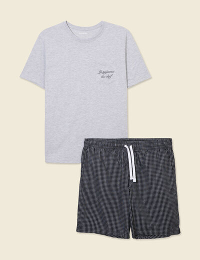 Ensemble pyjama 2 pièces gris clair homme