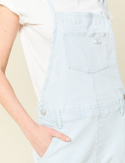Salopette mom en jeans denim bleach femme