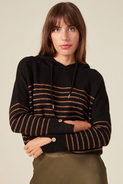 Pull manches longues noir femme