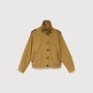Veste en velours col biker camel femme
