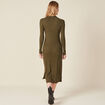 Robe pull longue moulante vert kaki femme