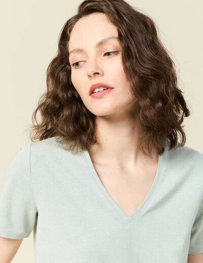 T-shirt manches courtes vert clair femme
