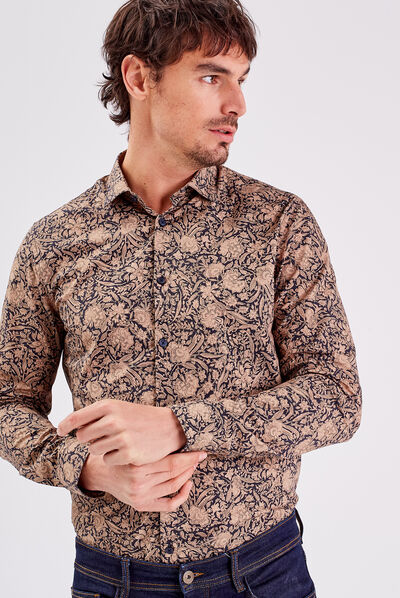 Chemise manches longues bleu marine homme