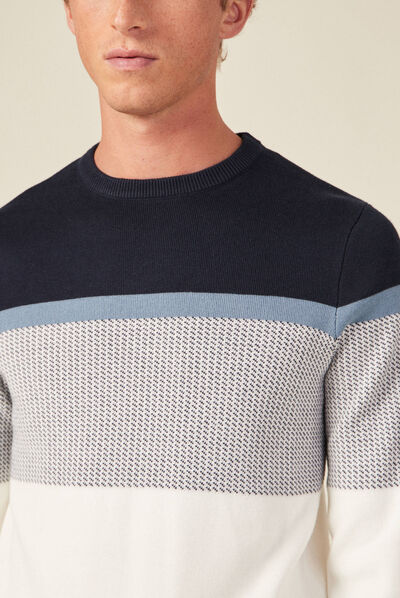 Pull manches longues ecru homme