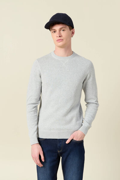 Pull manches longues gris homme