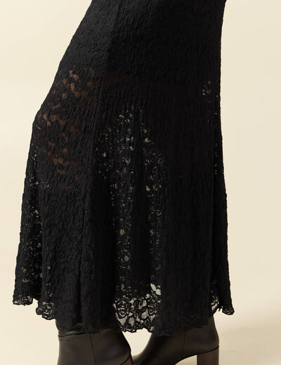 Jupe longue &eacute;vas&eacute;e doubl&eacute;e noir femme