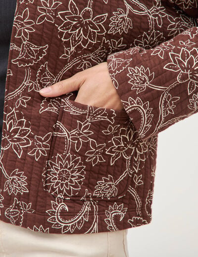 Gilet matelass&eacute; col rond marron femme