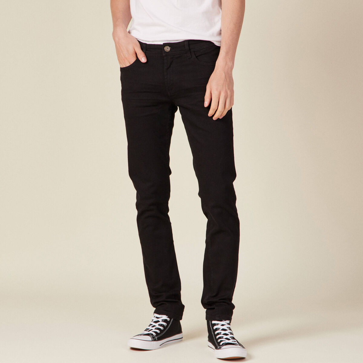Jeans slim stretch longueur 34 denim noir homme