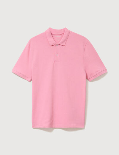 Polo cintr&eacute; en coton manches courtes rose homme