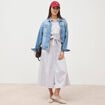 Robe longue droite manches courtes bleu ciel femme