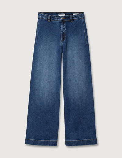 Jeans large taille haute denim stone femme