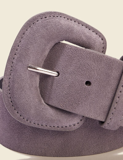 Ceinture large en cuir bleu clair femme