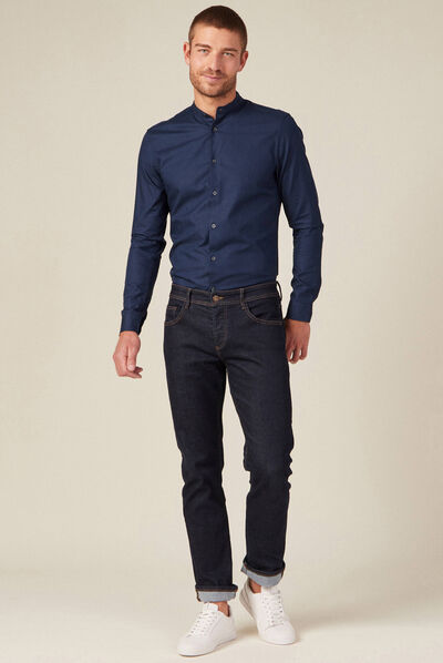 Chemise manches longues bleu marine homme