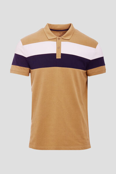 Polo manches courtes camel homme