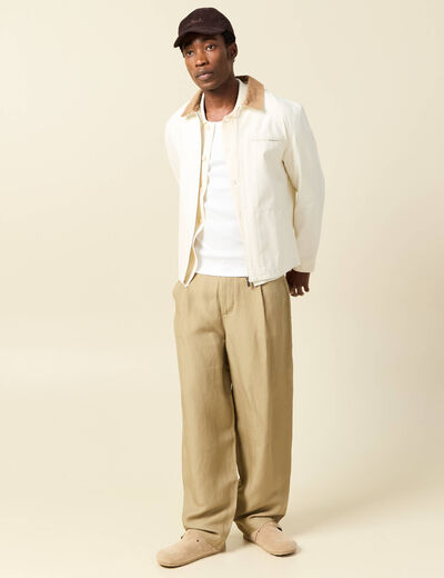 Blouson manches longues en coton ecru homme
