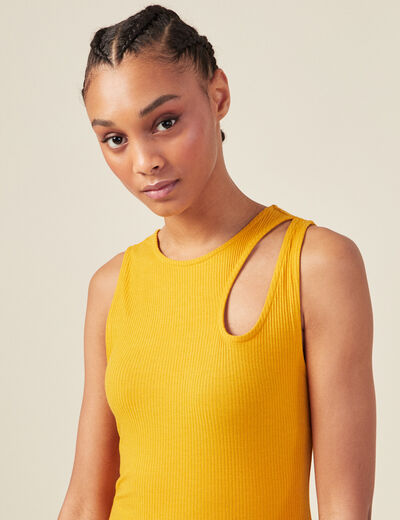 Débardeur bretelles larges jaune femme