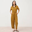 Combinaison salopette col am&eacute;ricain vert olive femme