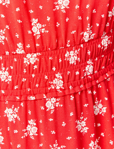 Robe longue &eacute;vas&eacute;e manches courtes rouge femme