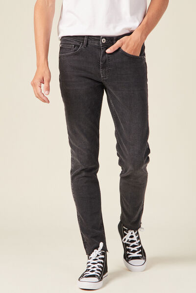 Jeans slim bas bords francs denim gris homme