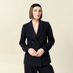 Blazer manches longues col tailleur bleu marine femme