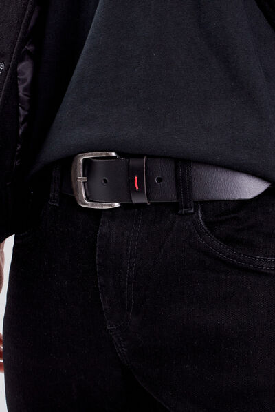 Ceinture en cuir noir homme