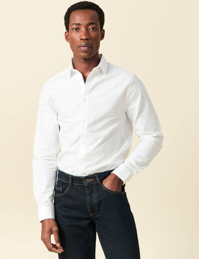 Chemise droite courte col am&eacute;ricain blanc homme