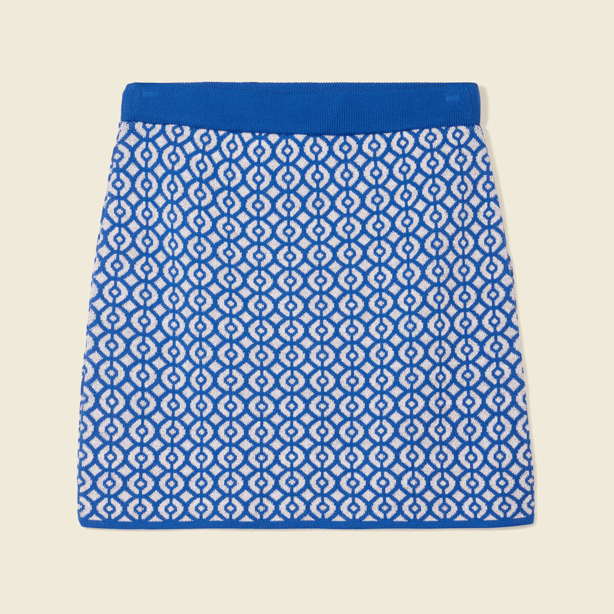 Jupe droite tricotée bleu femme