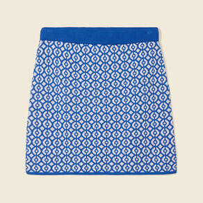 Jupe droite tricotée bleu femme