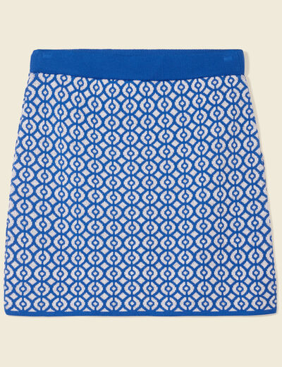 Jupe droite tricotée bleu femme