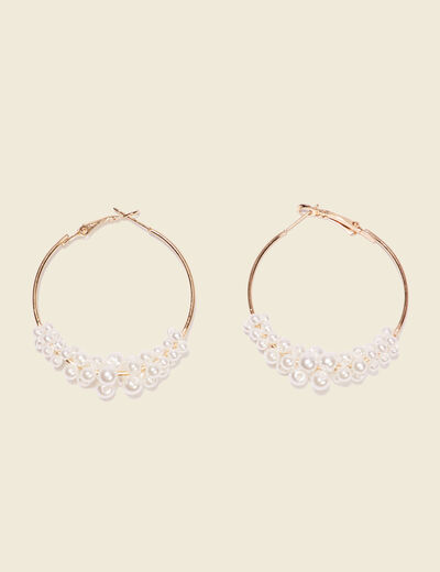 Boucles d'oreilles créoles blanc femme