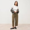 Pantalon barrel vert olive femme