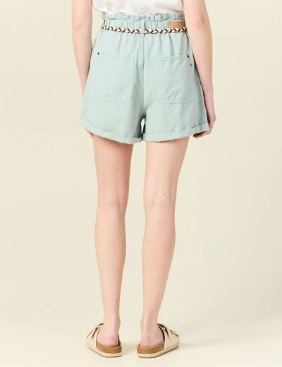 Short paperbag ceinturé vert pastel femme