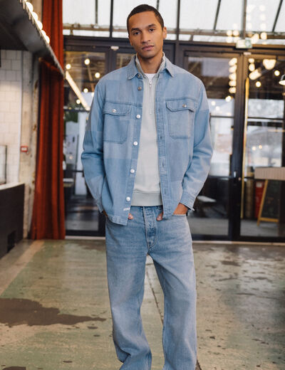 Surchemise en jean denim bleach homme
