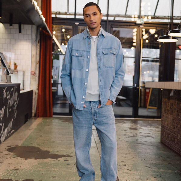 Surchemise en jean denim bleach homme