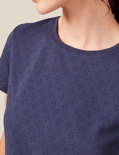 T-shirt manches courtes bleu marine femme