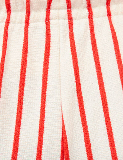 Short taille haute en maille ray&eacute;e orange fonc&eacute; femme