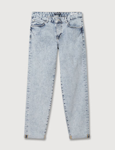 Jeans girlfriend 5 poches denim snow bleu femme
